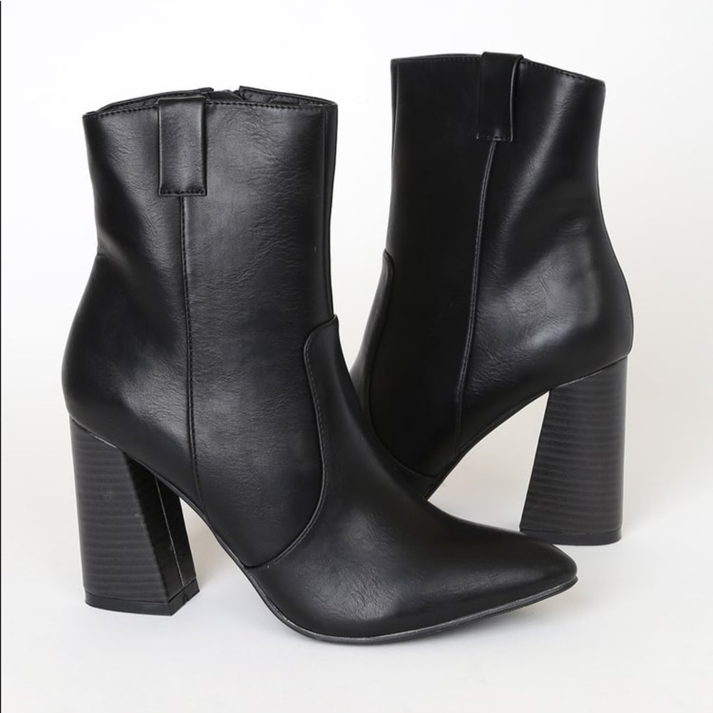Lulus Ari Black Pointed-Toe Mid-Calf Boots